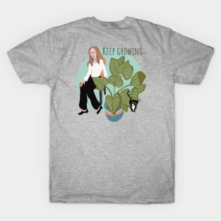 Keep Growing Plant Lady with Cat T-Shirt